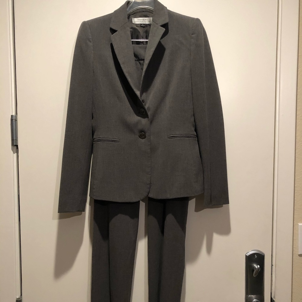Tahari Gray Pantsuit, Size 2